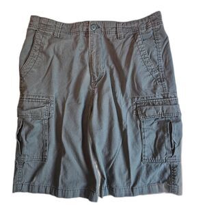 Iron Co. Men's Heavy Duty Cotton 6 Pocket Cargo Gray Shorts sz 36